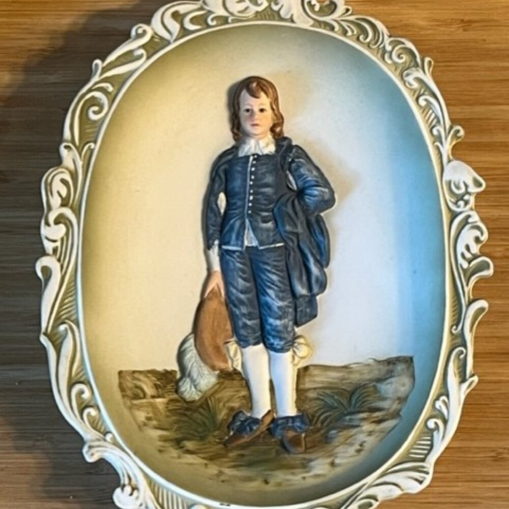 Vintage Lefton Blue Boy KW3504 wall decoration plaque porcelain Lefton collector